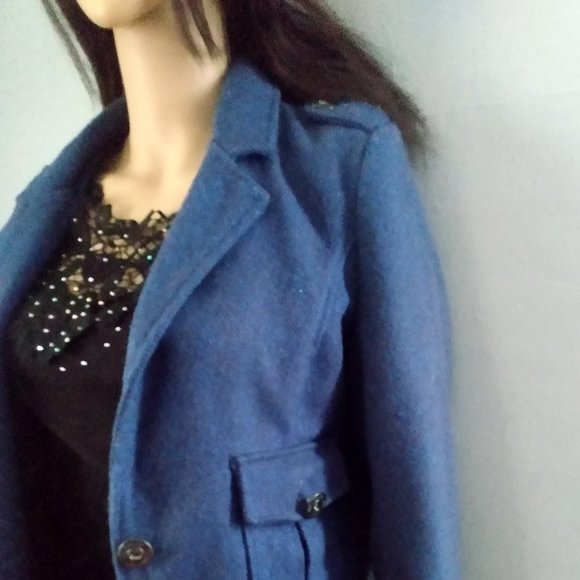 Dollhouse Outerwear Blazer Blue And Black Wool/Shell Blend W/Lining: Size Small - Picture 17 of 17